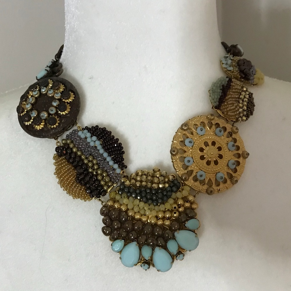Miriam Haskell beaded stone statement necklace